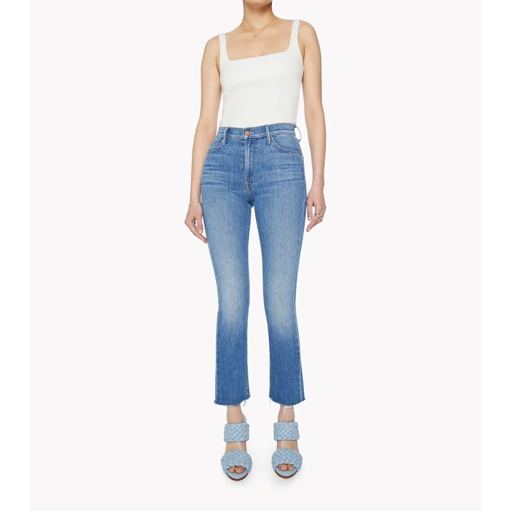 Mother Dazzler Ankle Fray Straight Leg Jeans New Sheriff In Town Size 31 $248